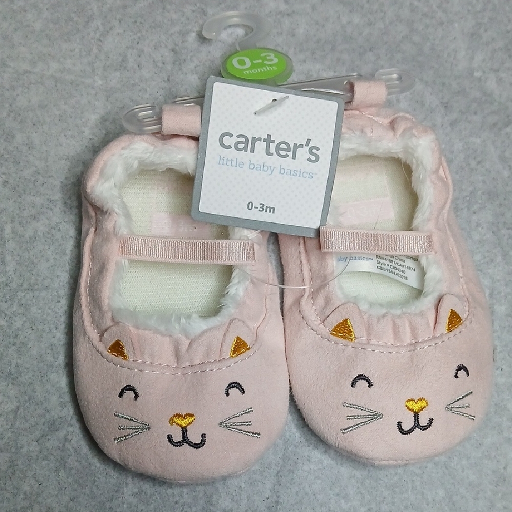 Carter's Blush Cat Baby Shoes